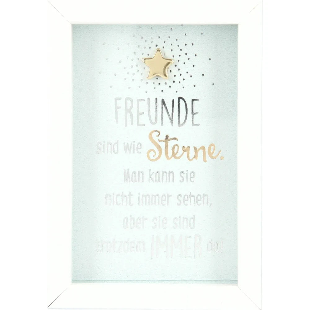 Mini-Bilderrahmen mit Schriftzug "Freunde sind wie Sterne" Weiß