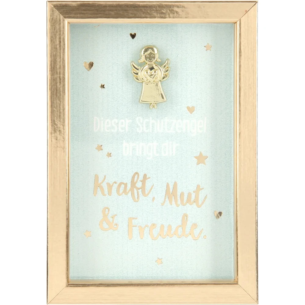 Mini-Bilderrahmen mit Schriftzug "Kraft, Mut & Freude"