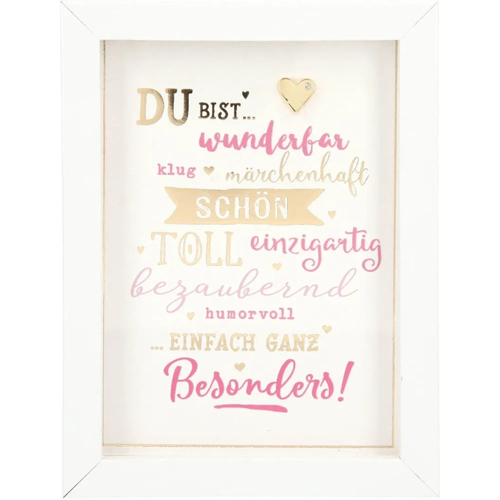 Mini-Bilderrahmen mit Schriftzug "Du bist" Weiß