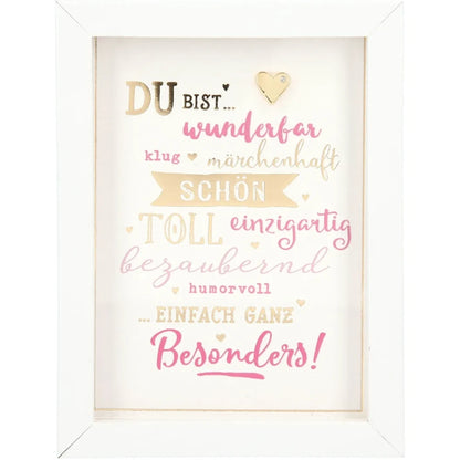 Mini-Bilderrahmen mit Schriftzug "Du bist" Weiß