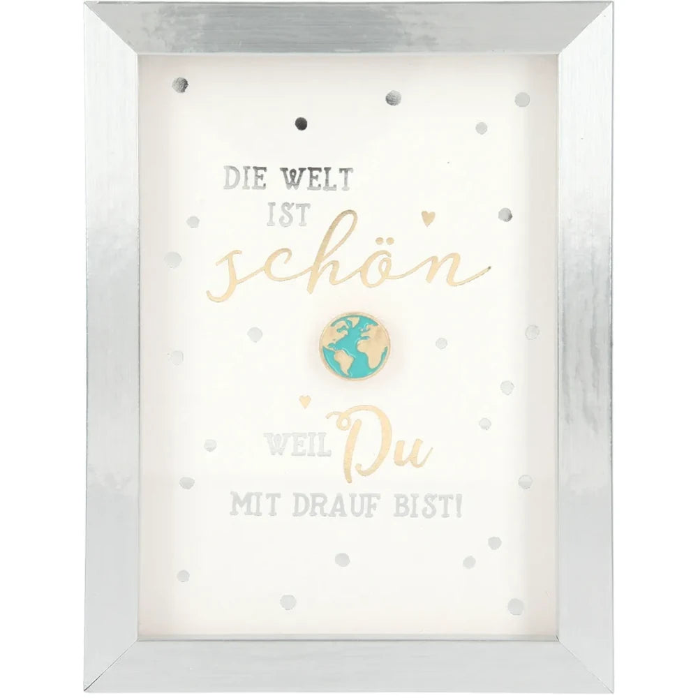 Mini-Bilderrahmen mit Schriftzug "Die Welt"