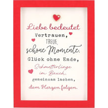 Mini-Bilderrahmen mit Schriftzug "Liebe bedeutet..."