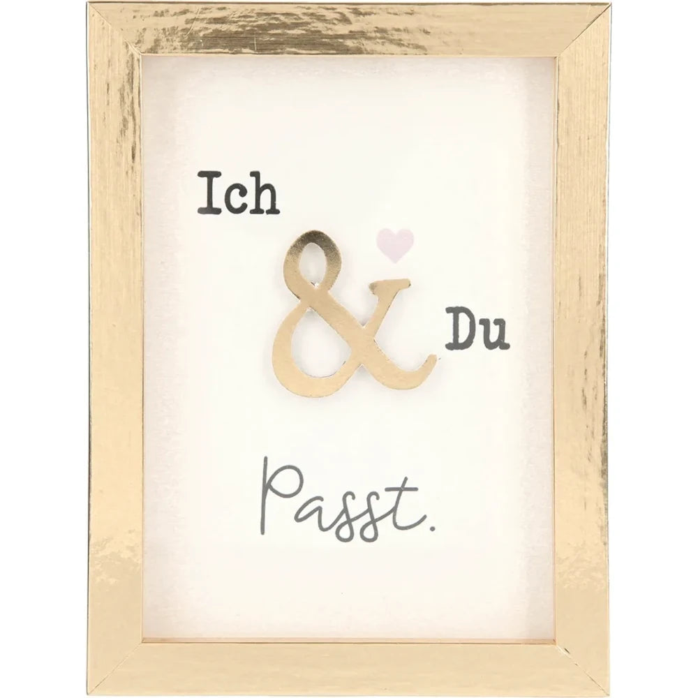Mini-Bilderrahmen mit Schriftzug "Ich & Du" – Passt