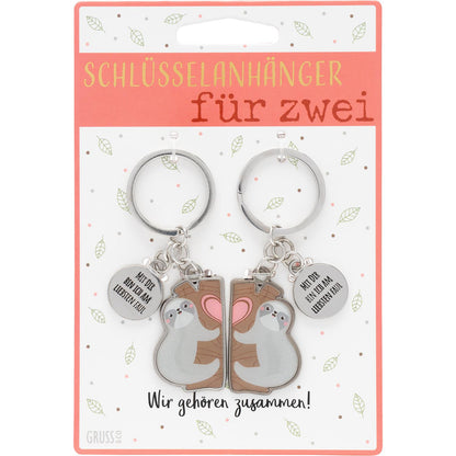 Sheepworld Schlüsselanhänger für Zwei “Mit Dir bin ich am liebsten faul”