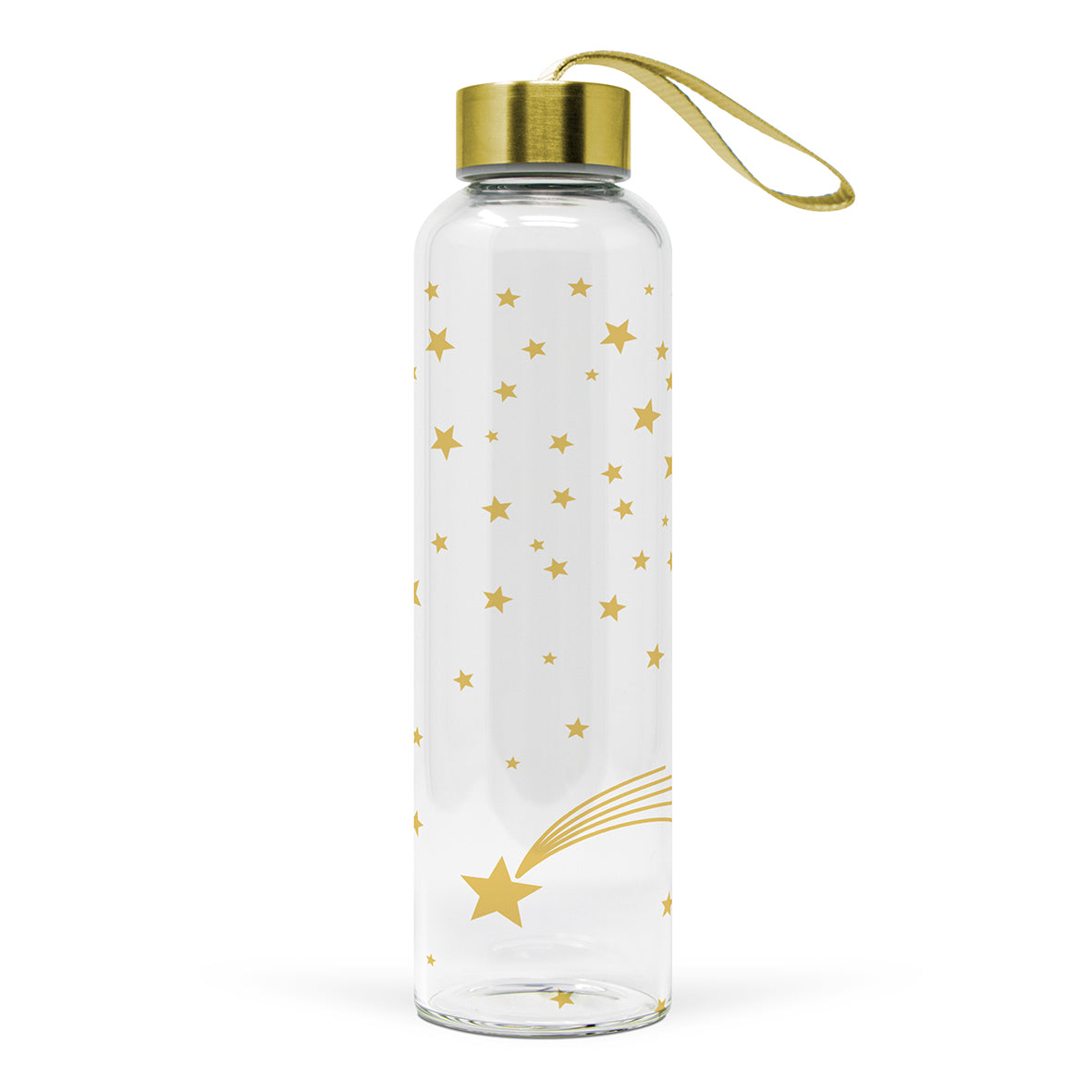 Glasflasche Weihnachtsmotiv mit Sternen und Sternschnuppe