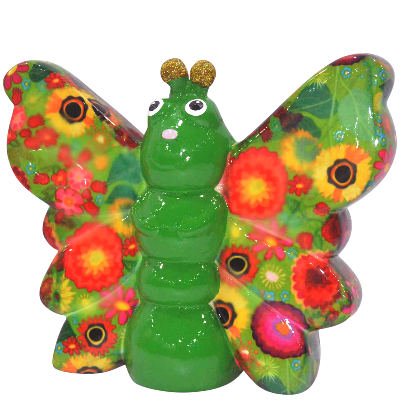Pomme-Pidou Spardose "Schmetterling Bibi" Summer Flowers Grün