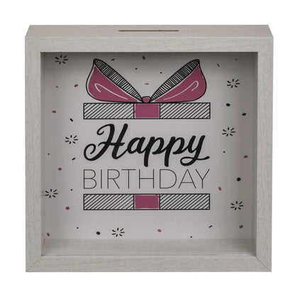 Spardose "Happy Birthday" mit Glasfront *