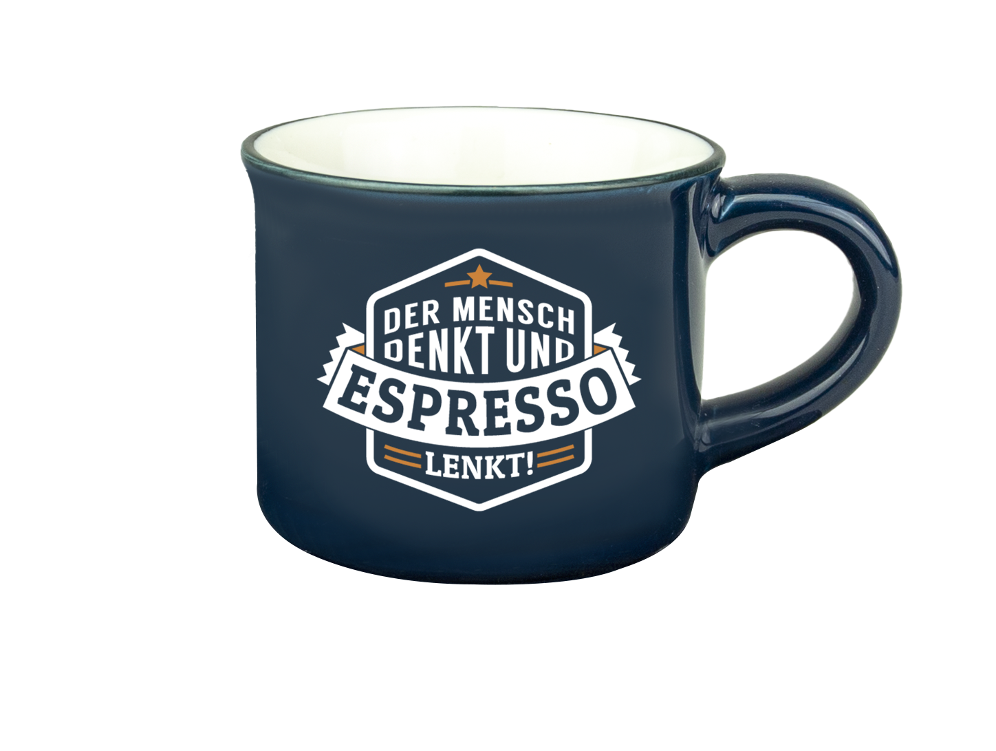 H&H Espresso-Tasse - Der Mensch denkt und Espresso lenkt!