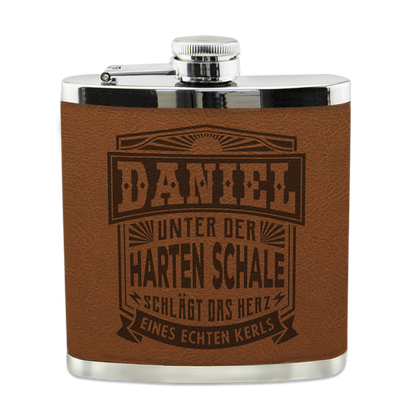 Personalisierter Flachmann "Echter Kerl" mit Namen