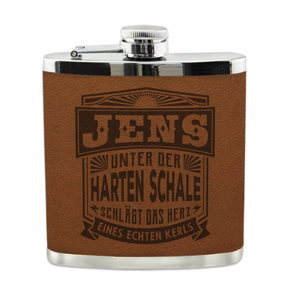 Personalisierter Flachmann "Echter Kerl" mit Namen