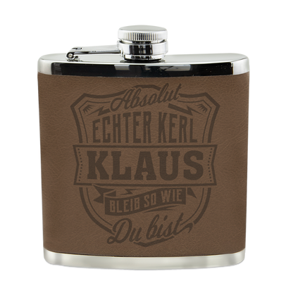 Personalisierter Flachmann "Echter Kerl" mit Namen