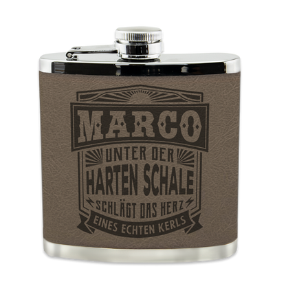 Personalisierter Flachmann "Echter Kerl" mit Namen