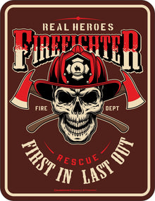 RAHMENLOS® Blechschild "Feuerwehrmann - Firefighter"