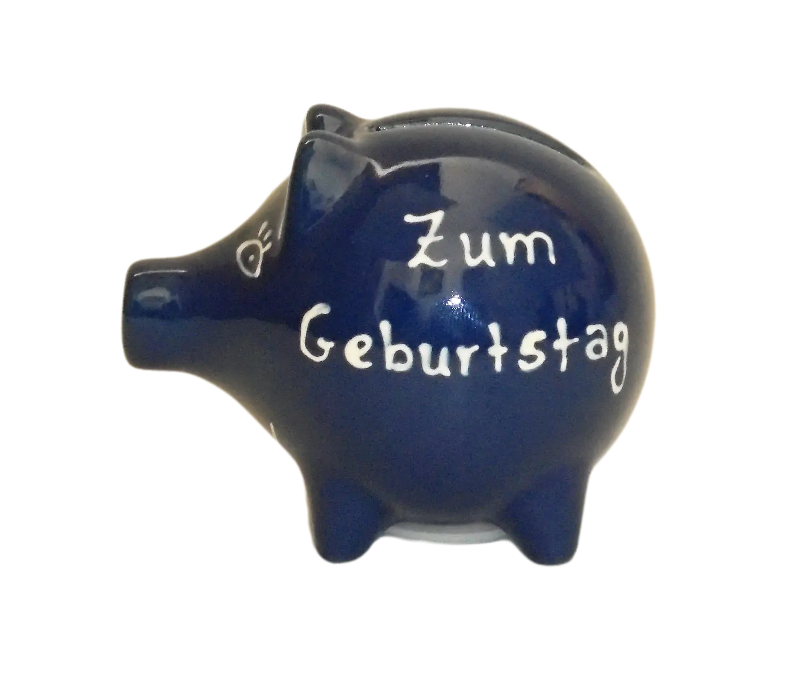 Handgemachtes Sparschwein mit Wunschnamen - Bunzlau, mit weißer Schrift
