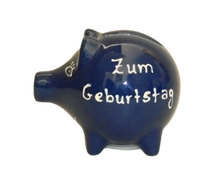 Handgemachtes Sparschwein mit Wunschnamen - Bunzlau, mit weißer Schrift