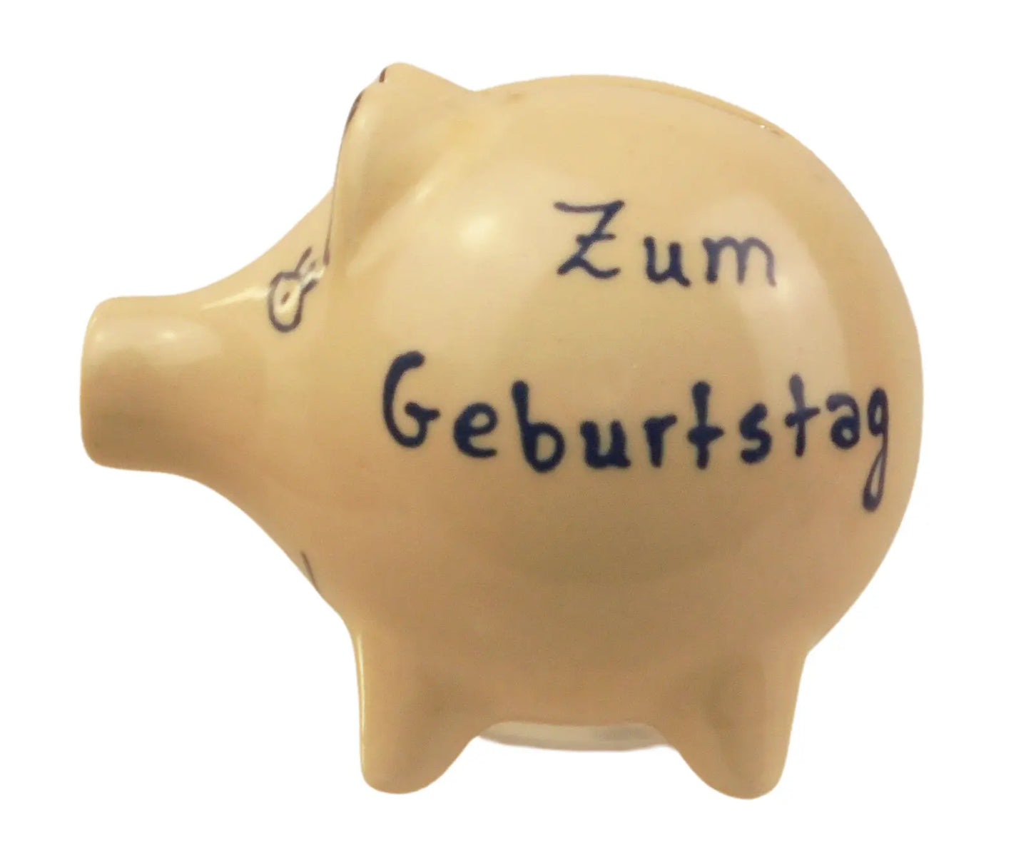 Handgemachtes Sparschwein mit Wunschnamen/Wunschtext (8 cm, Ammerland-Beige)