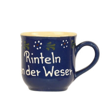 Handgemachte Tasse "Rinteln an der Weser" - Bunzlau, mit weißer Schrift