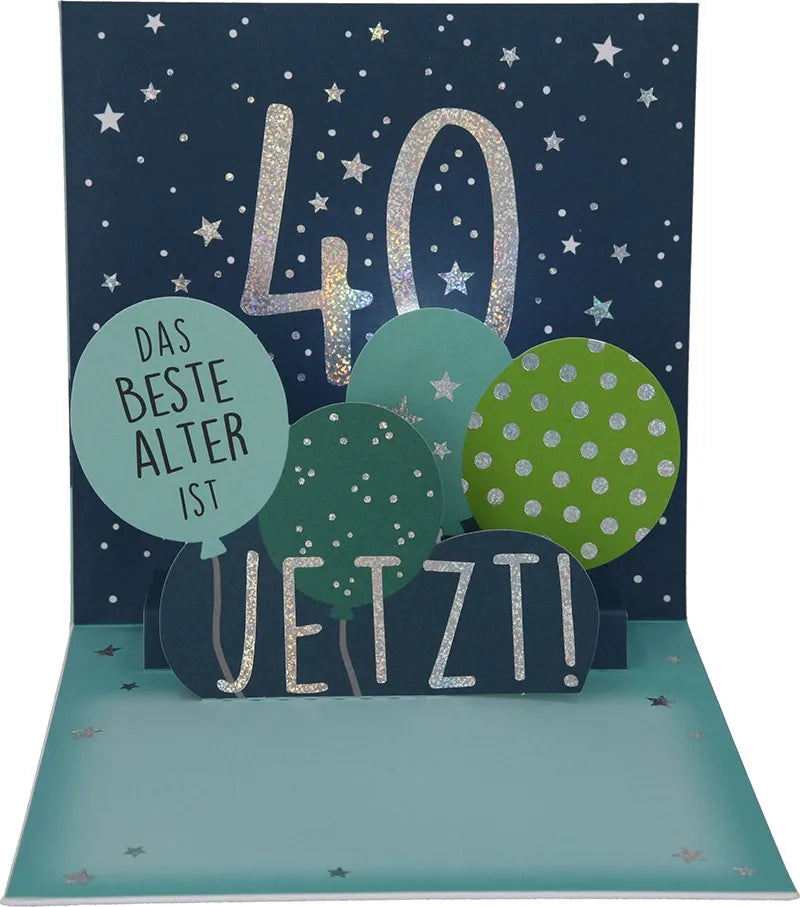 Pop-up-Musikkarte "Happy Birthday 40" mit Licht-Effekt