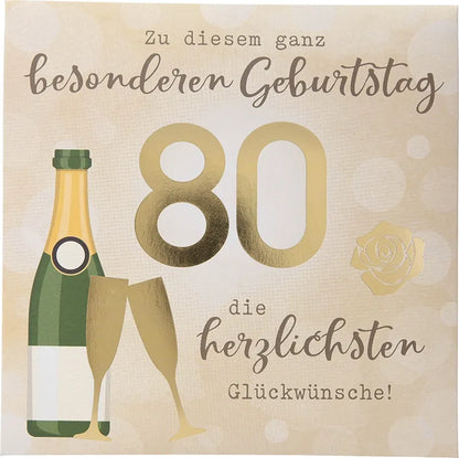 Pop-up-Musikkarte "Besonderer Geburtstag 80" mit Licht-Effekt