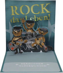 Pop-Up Musikkarte "Happy Birthday" Rock mit Licht-Effekt