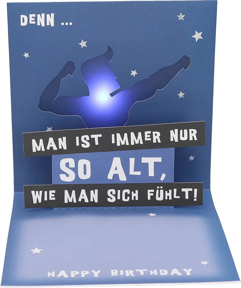 Pop-up-Musikkarte "Wahres Alter" mit Licht-Effekt
