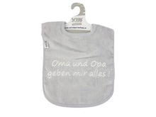 Graues VIB Lätzchen "Oma und Opa geben mir alles"
