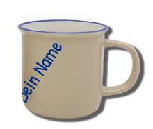 Handgemachte Tasse, Beispiel für Position des Wunschnamen