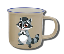 Handgemachte Tasse "Waschbär" mit Wunschname
