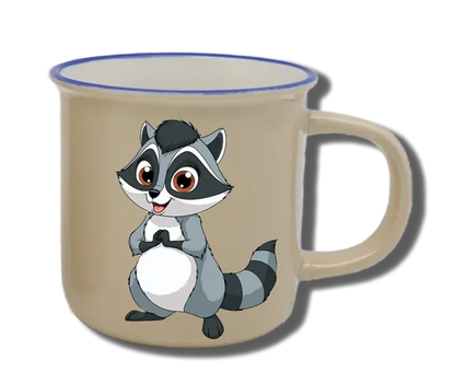 Handgemachte Tasse "Waschbär" mit Wunschname