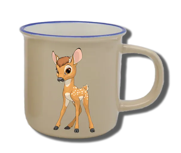Handgemachte Tasse "Reh" mit Wunschname