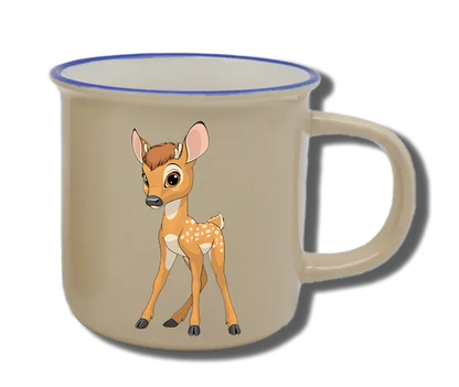 Handgemachte Tasse "Reh" mit Wunschname