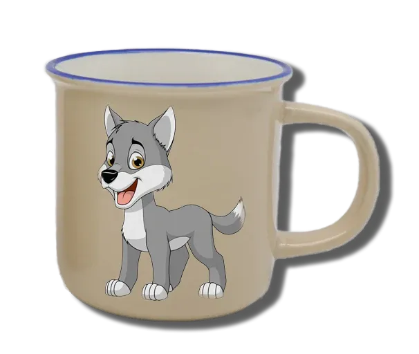 Handgemachte Tasse "Wolf" mit Wunschname