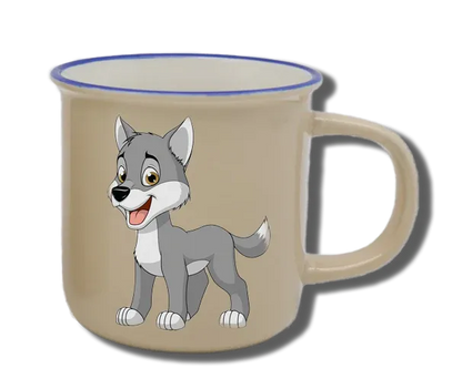 Handgemachte Tasse "Wolf" mit Wunschname