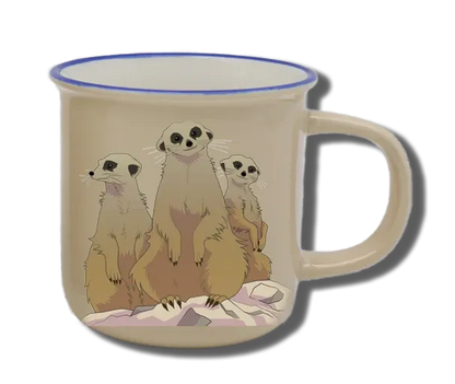 Handgemachte Tasse mit Erdmännchen-Motiv und Wunschname