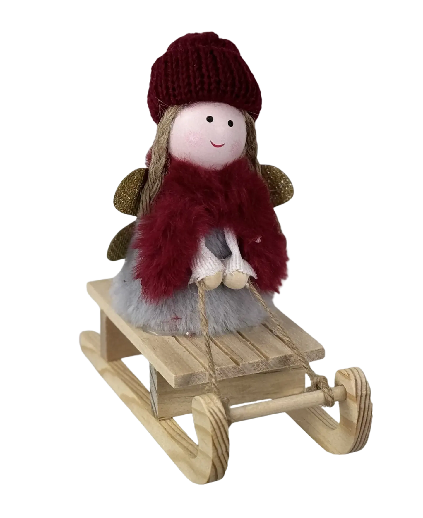 Engel auf Holzschlitten Deko-Figur für Weihnachten und Adventszeit