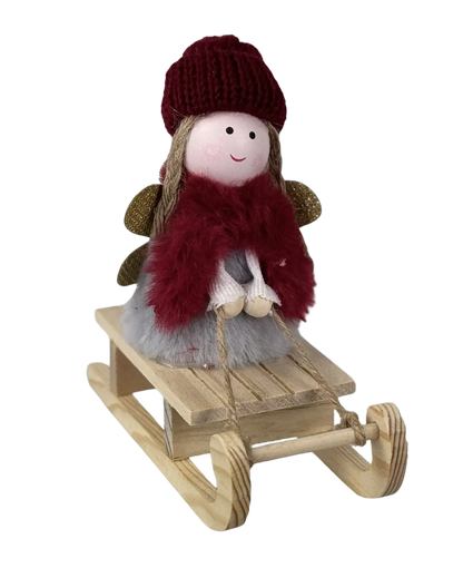 Engel auf Holzschlitten Deko-Figur für Weihnachten und Adventszeit