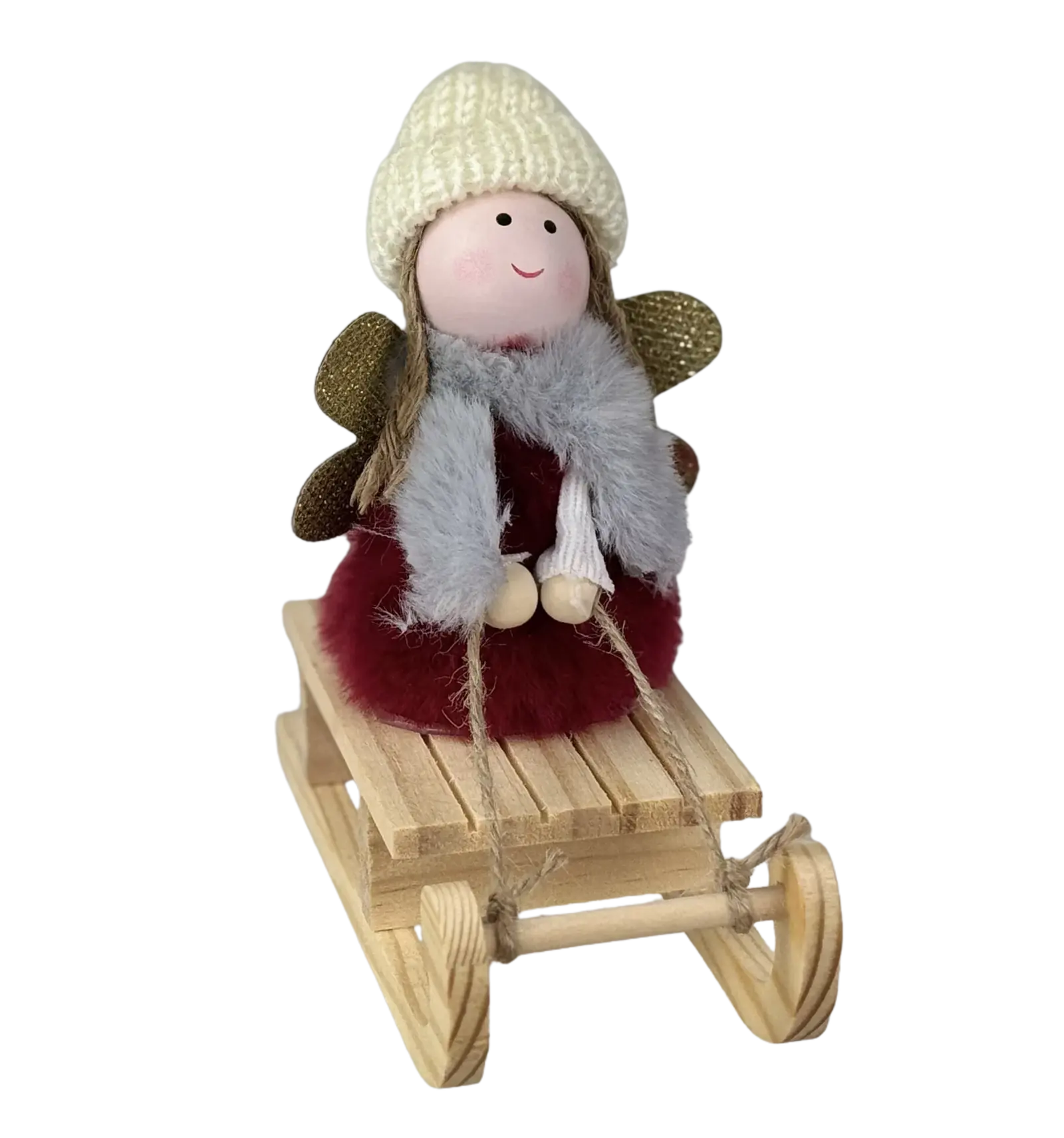 Engel auf Holzschlitten Deko-Figur für Weihnachten und Adventszeit