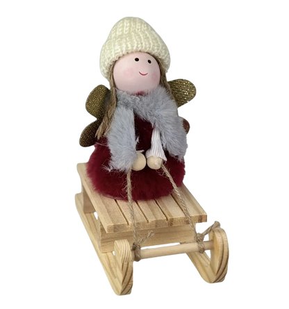 Engel auf Holzschlitten Deko-Figur für Weihnachten und Adventszeit