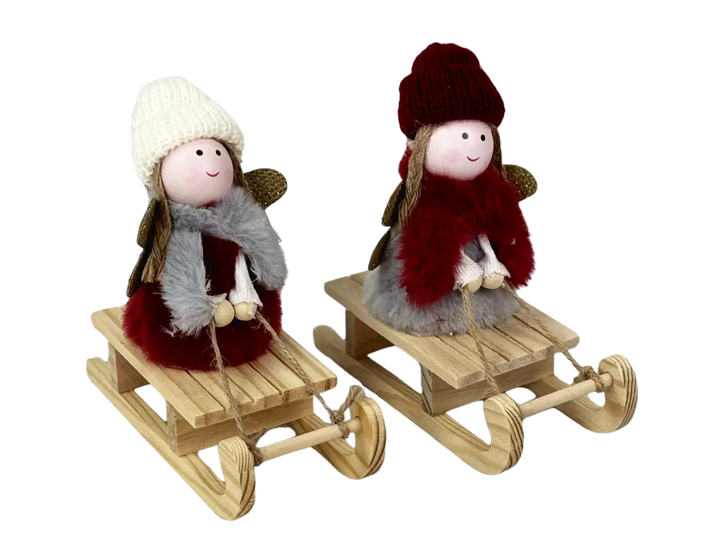 Engel auf Holzschlitten Deko-Figur für Weihnachten und Adventszeit