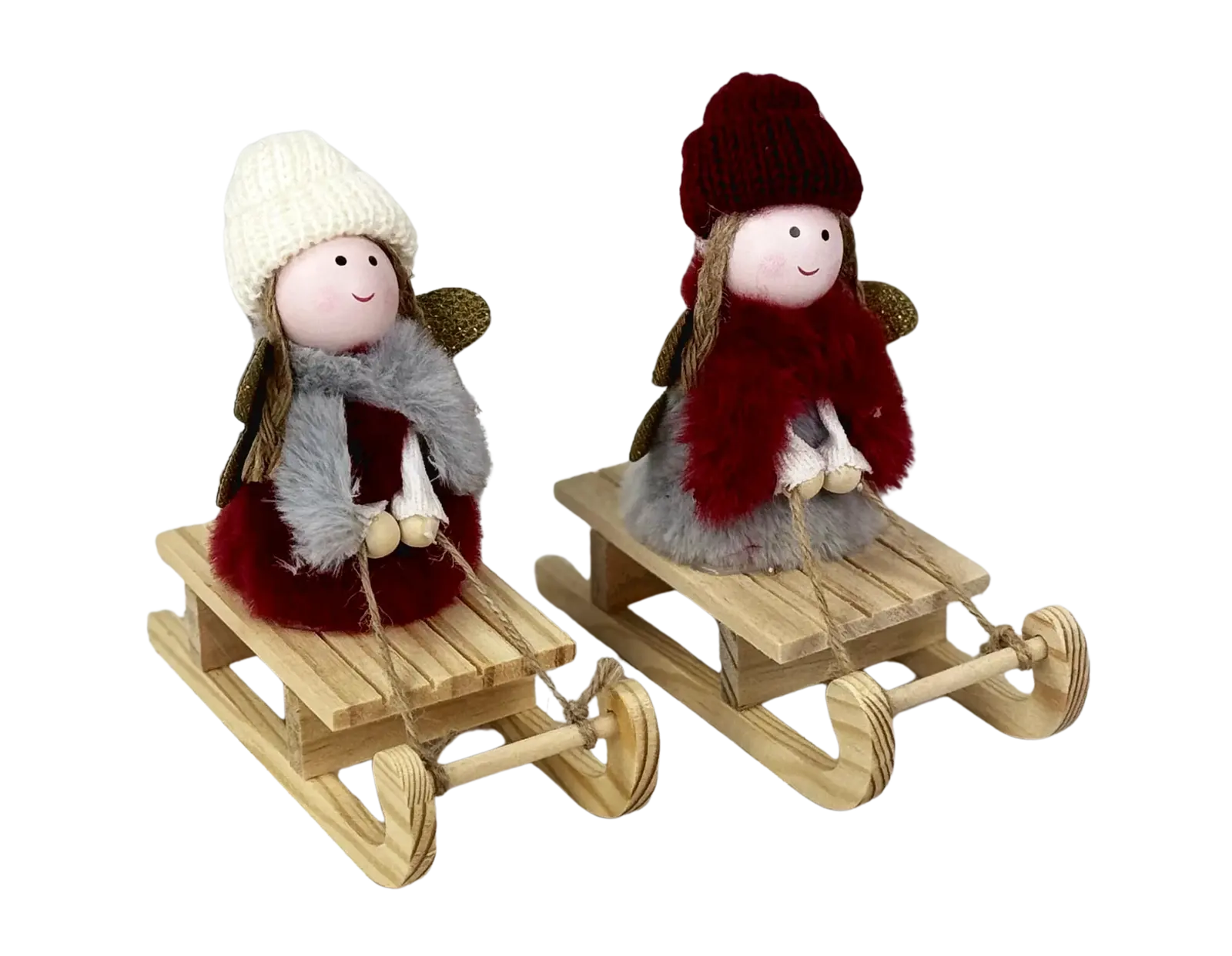 Engel auf Holzschlitten Deko-Figur für Weihnachten und Adventszeit