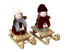 Engel auf Holzschlitten Deko-Figur für Weihnachten und Adventszeit