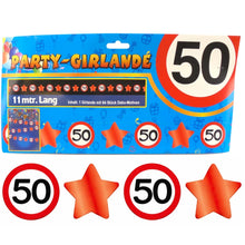 50. Geburtstag - Party-Girlande "Verkehrsschilder und Sterne"