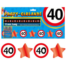 40. Geburtstag - Party-Girlande "Verkehrsschilder und Sterne"