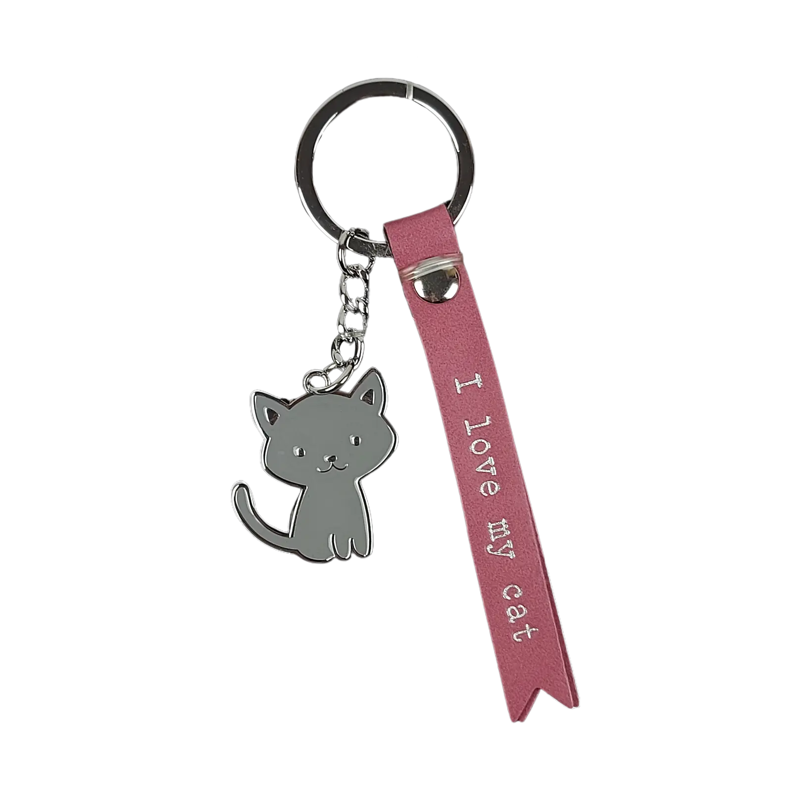 Fähnchen-Schlüsselanhänger "I love my cat" mit Katze