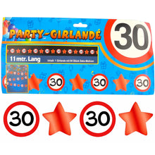 30. Geburtstag - Party-Girlande "Verkehrsschilder und Sterne"