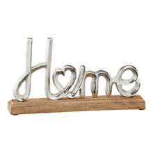 Schriftzug "Home" aus Aluminium auf Holzfuß - Groß