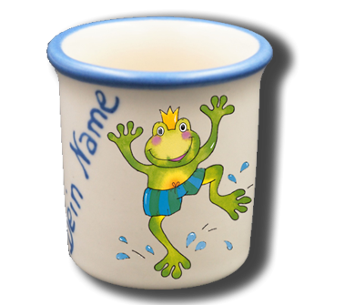 Handgemachter Eierbecher mit Frosch-Motiv und Wunschname