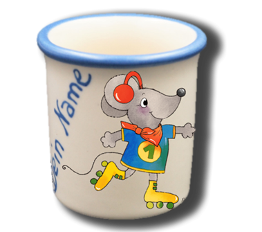Handgemachter Eierbecher mit Maus-Motiv und Wunschname