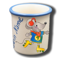 Handgemachter Eierbecher mit Maus-Motiv und Wunschname