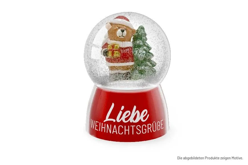 Schneekugel Liebe Weihnachtsgrüße mit Bärenmotiv